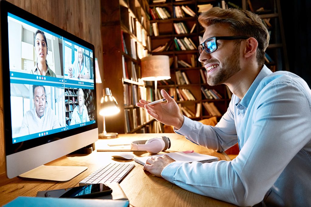 image of a person working from home using virtual meetings to connect