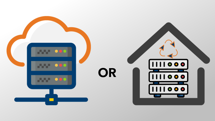 image of servers in the cloud vs servers on-premise at your office